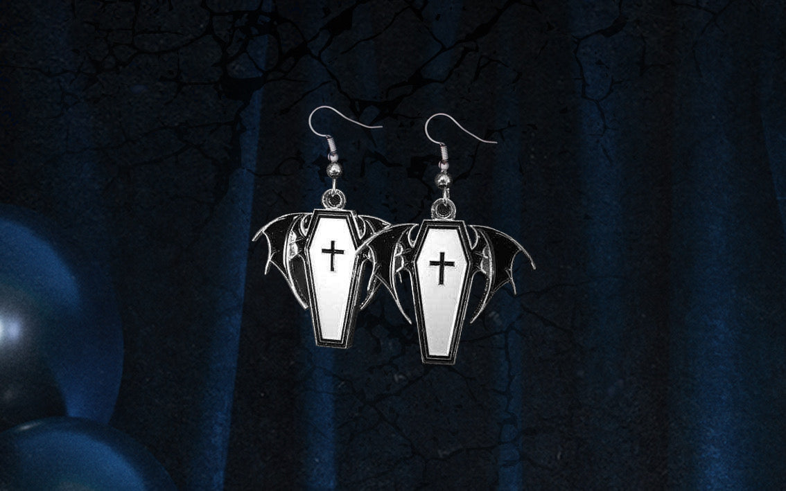 South of Salem Bat Coffin Earrings